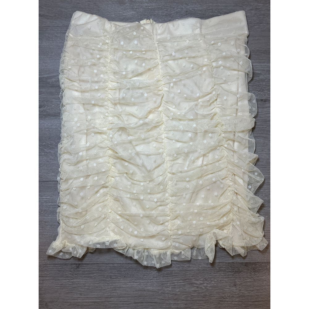 Y2K Yellow Lace Mini Skirt Melograno‎ Rico Feminine Womens Medium Pencil Skirt